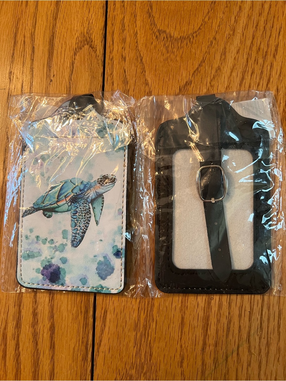 Vera Bradley Sea Turtle Pattern Luggage ID Card Holder - Blue/Teal, Set of 2
